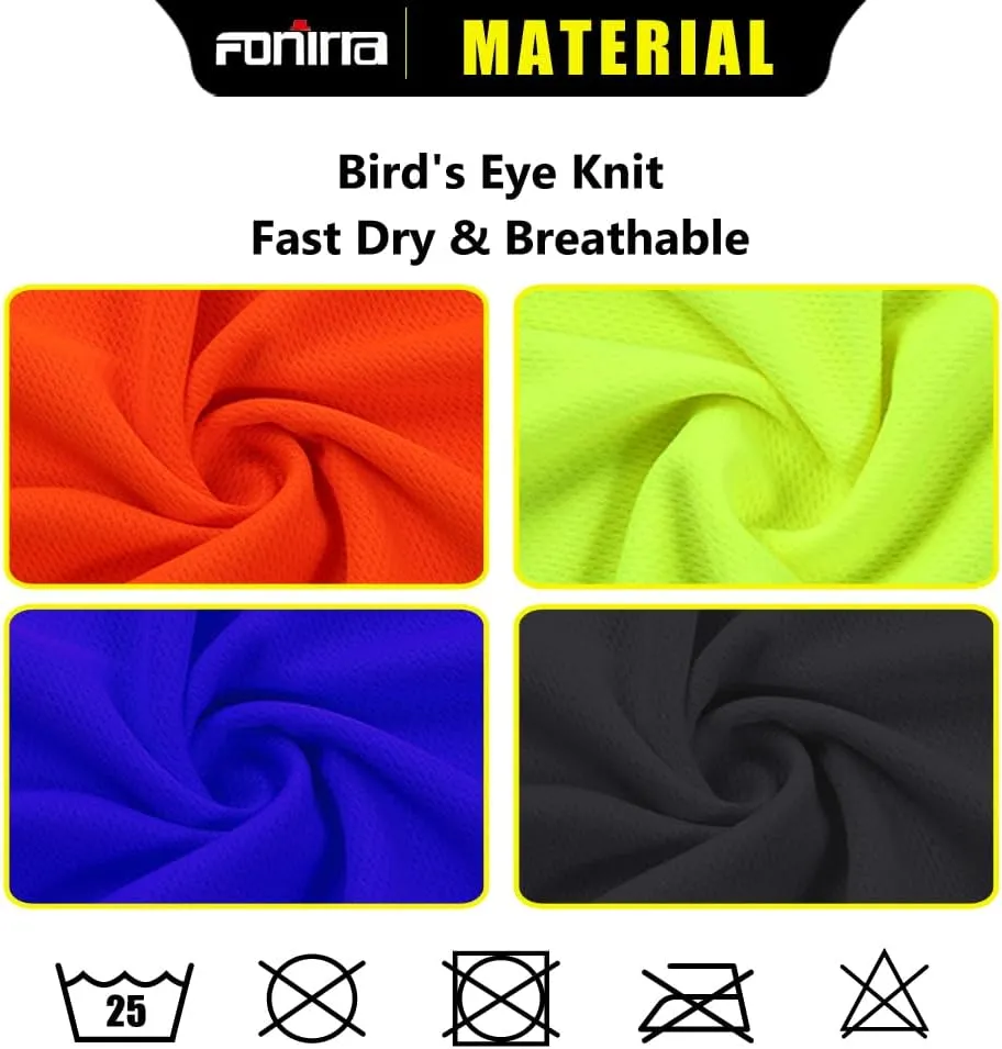 FONIRRA 3 Pack Safety Reflective High Visibility Shirt for Men Hi Vis Construction Work Shirts with Short Sleeves