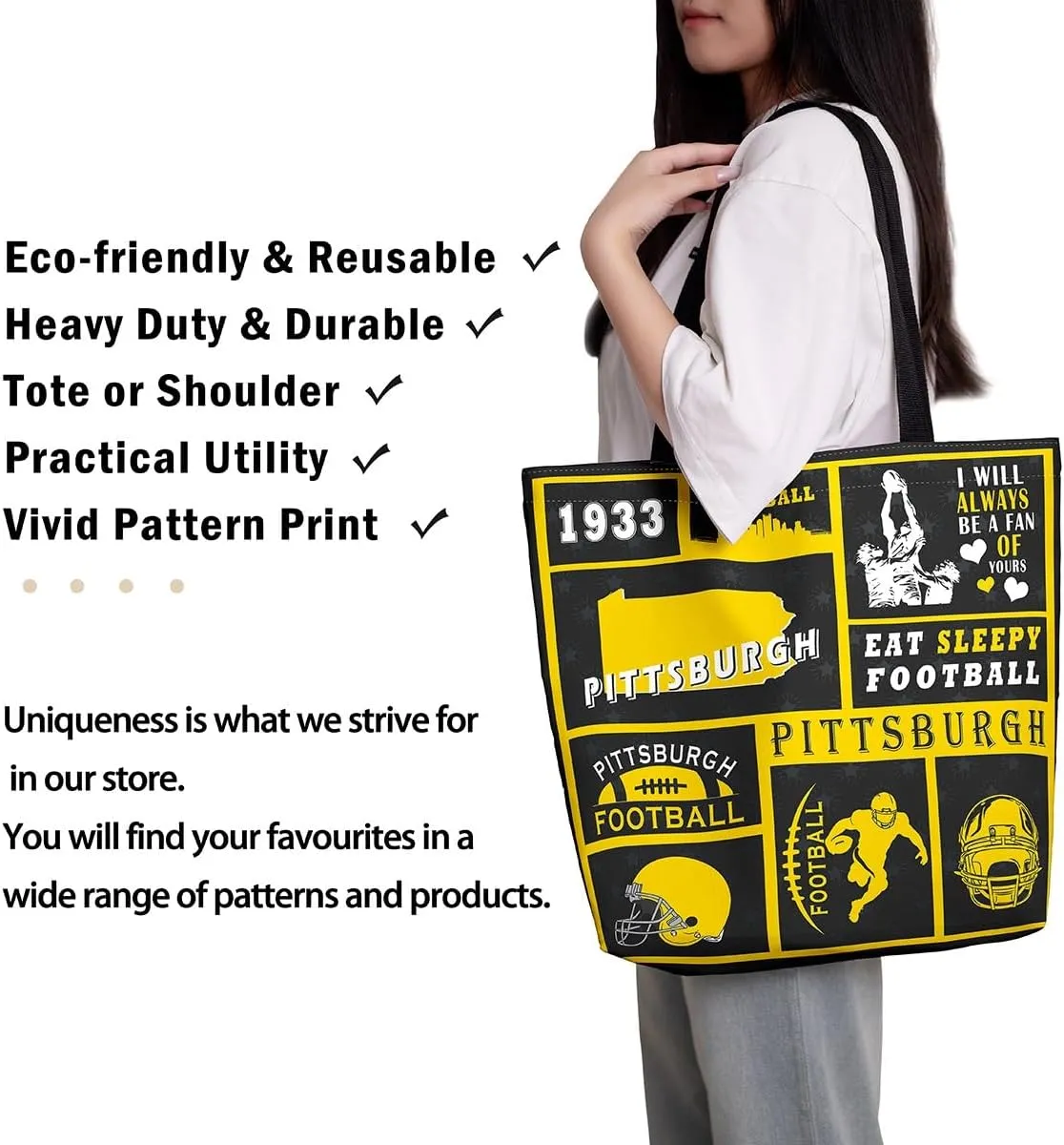 Football Canvas Bag for Kids Boys Girls,Rugby Canvas Tote Bag for Football Fan