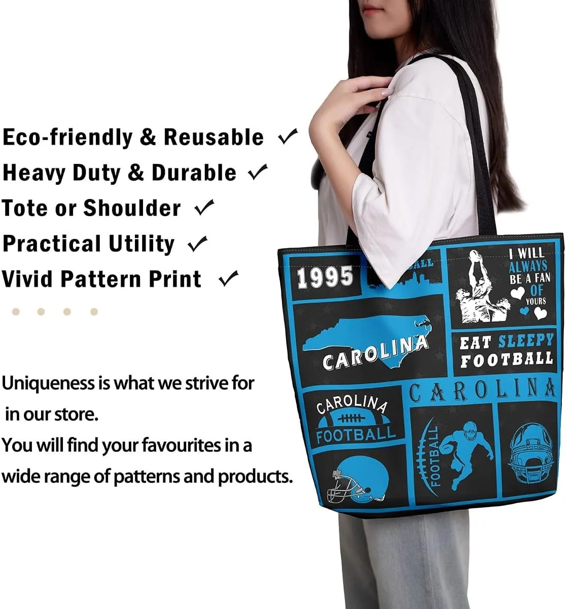 Football Canvas Bag for Kids Boys Girls,Rugby Canvas Tote Bag for Football Fan
