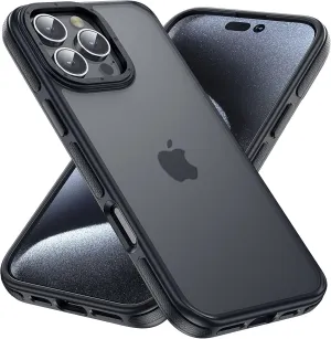 for iPhone 16 Pro Max Phone Case, Shockproof for iPhone 16 Pro Max Case, Military Grade Drop Protection, Protective Hard Back Slim Translucent Cover,Black Bumper