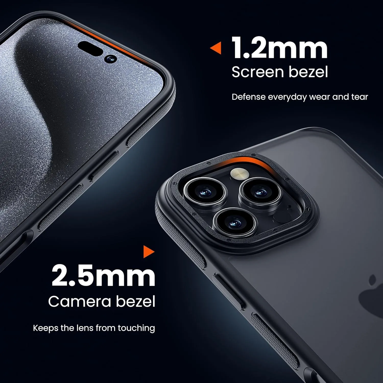 for iPhone 16 Pro Max Phone Case, Shockproof for iPhone 16 Pro Max Case, Military Grade Drop Protection, Protective Hard Back Slim Translucent Cover,Black Bumper