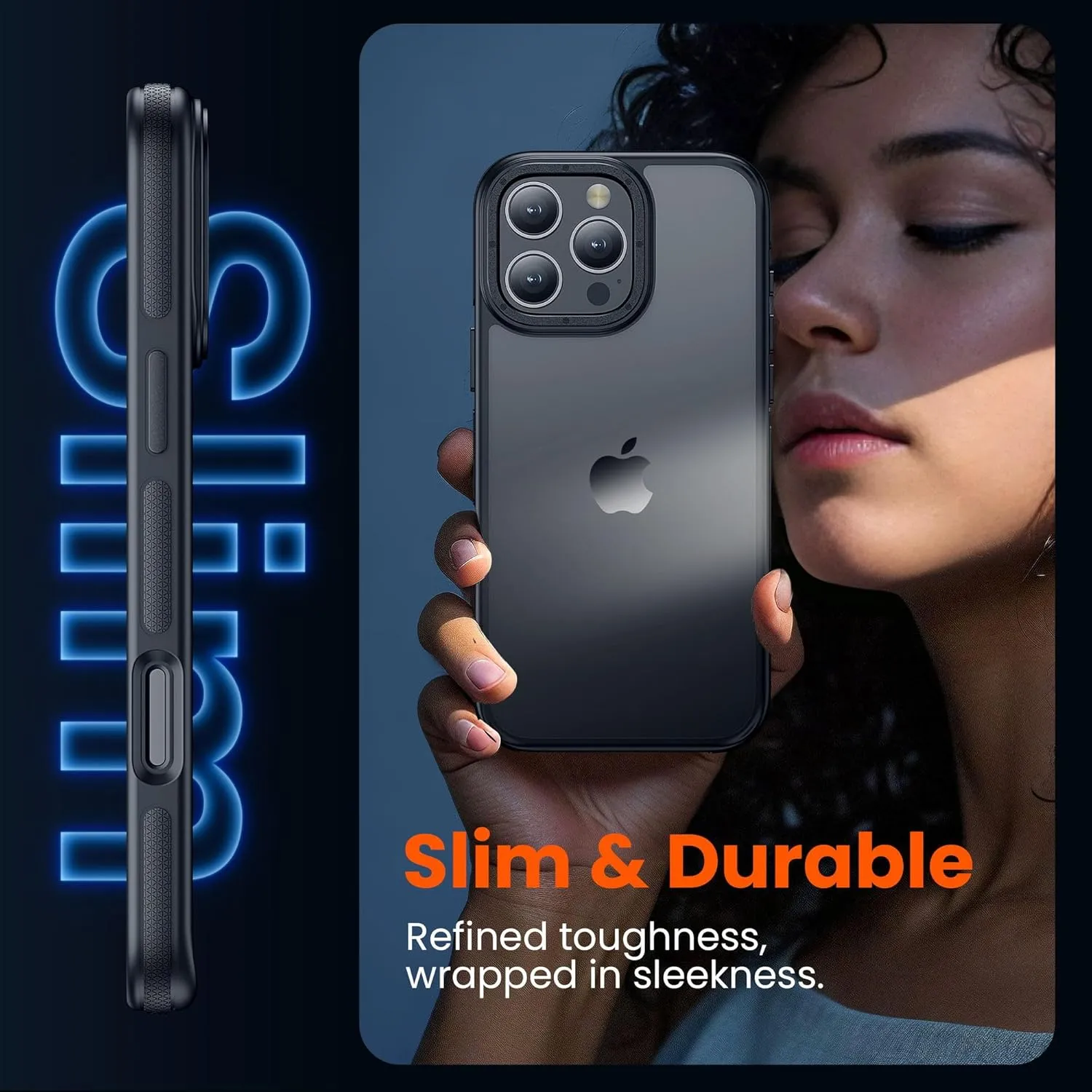 for iPhone 16 Pro Max Phone Case, Shockproof for iPhone 16 Pro Max Case, Military Grade Drop Protection, Protective Hard Back Slim Translucent Cover,Black Bumper