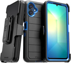 for Samsung Galaxy A06 Case with Belt Clip Holster & Kickstand, Screenless Protective Dual-Layer Shockproof Phone Case for Galaxy A06 - Black & Blue