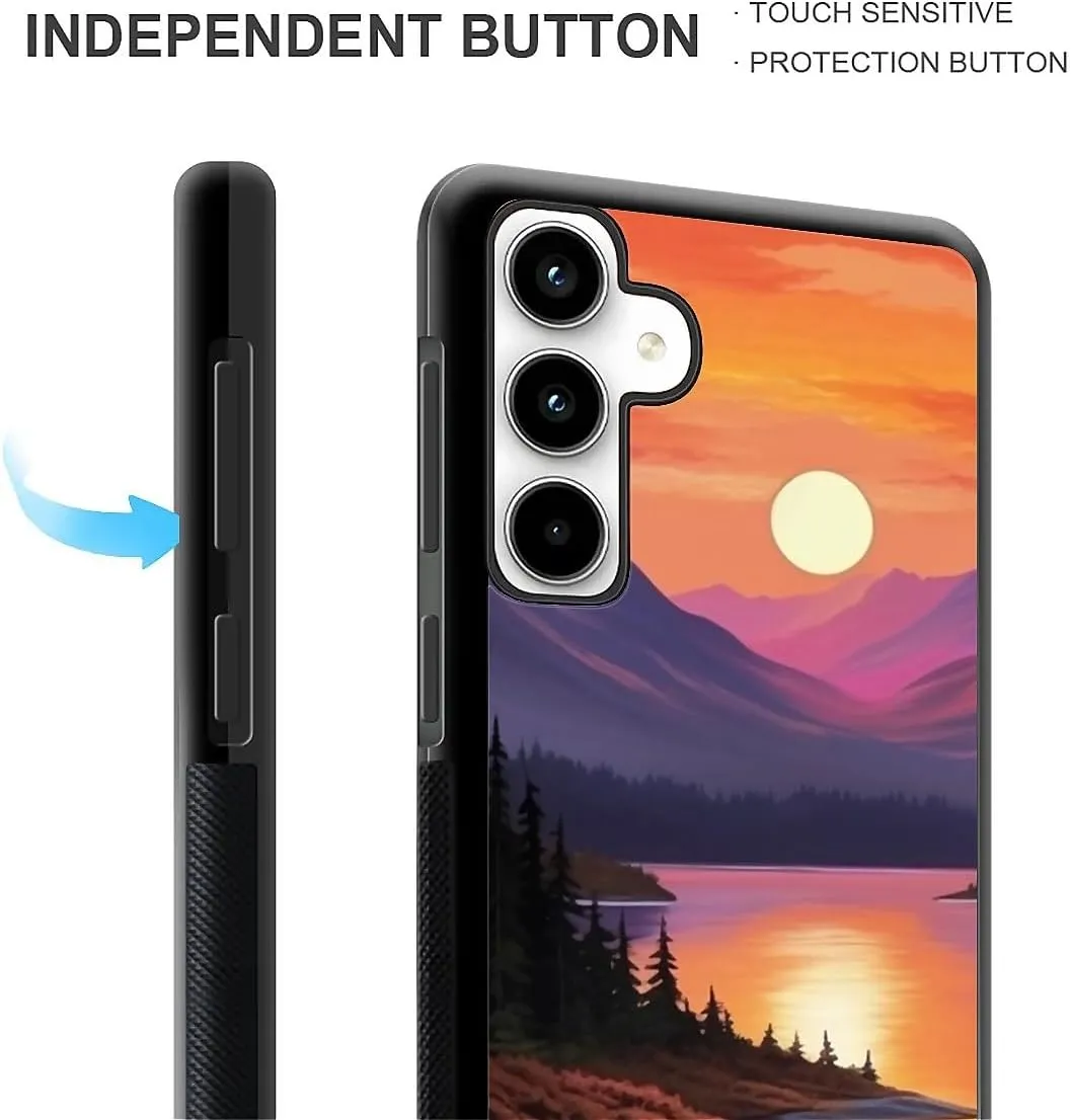 for Samsung Galaxy A35 5G Case, Sunset Forest River Pattern Graphic Design Girl Boy Soft Silicone Hard Acrylic Shock Protection for Samsung Galaxy A35 5G