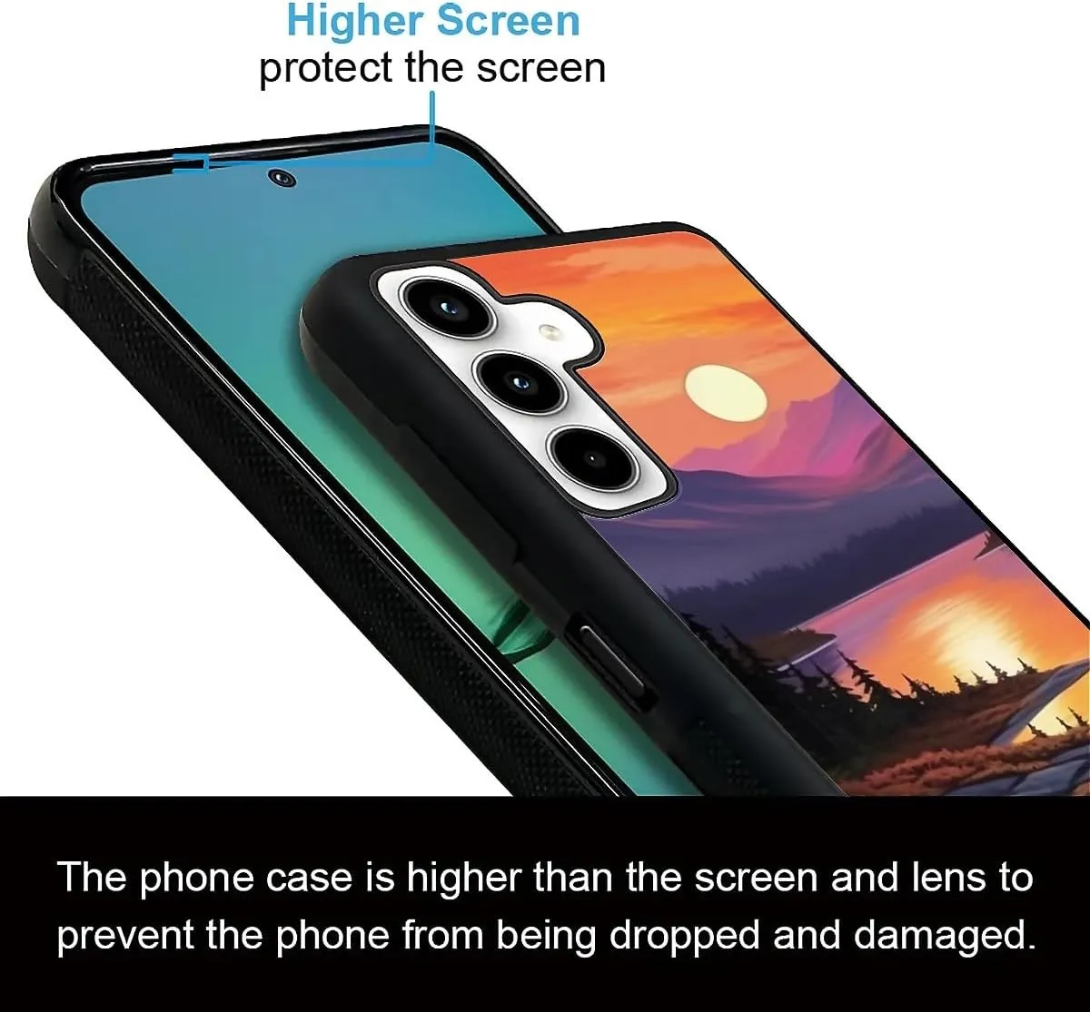 for Samsung Galaxy A35 5G Case, Sunset Forest River Pattern Graphic Design Girl Boy Soft Silicone Hard Acrylic Shock Protection for Samsung Galaxy A35 5G