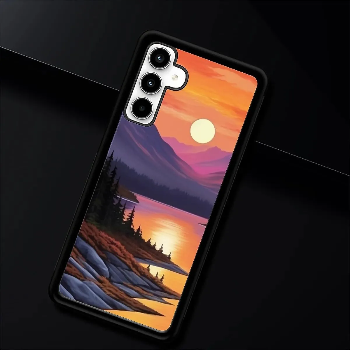 for Samsung Galaxy A35 5G Case, Sunset Forest River Pattern Graphic Design Girl Boy Soft Silicone Hard Acrylic Shock Protection for Samsung Galaxy A35 5G