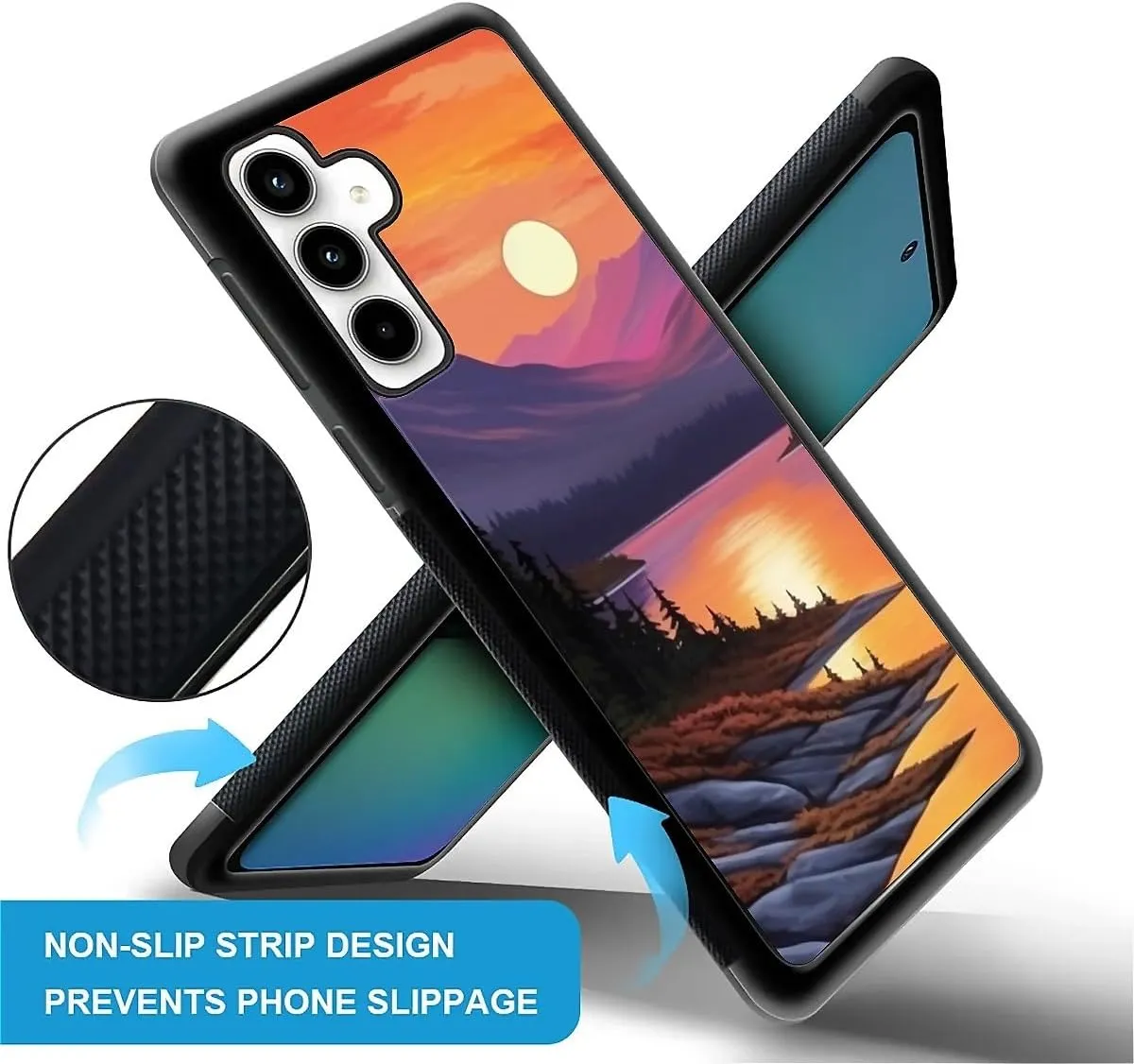 for Samsung Galaxy A35 5G Case, Sunset Forest River Pattern Graphic Design Girl Boy Soft Silicone Hard Acrylic Shock Protection for Samsung Galaxy A35 5G