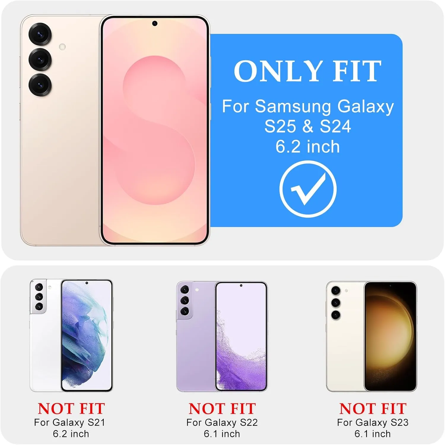 for Samsung Galaxy S25/S24 Case, Curly Wavy Frame Hard Translucent Matte Clear Back Cover for Women Men Compatible with Magsafe Shockproof TPU Bumper Phone Case for Samsung S25/S24, Pink