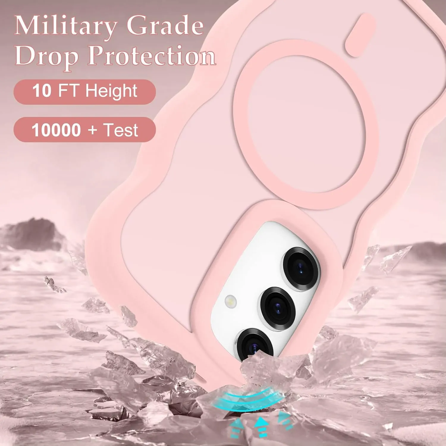for Samsung Galaxy S25/S24 Case, Curly Wavy Frame Hard Translucent Matte Clear Back Cover for Women Men Compatible with Magsafe Shockproof TPU Bumper Phone Case for Samsung S25/S24, Pink