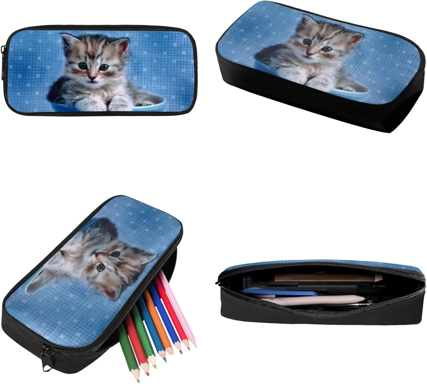 FOR U DESIGNS Cat Backpack for Girls Bookbag Ages 8-10 Kids Backpack with Lunch Box Pencil Case Kindergarten Backpack for Girls Backpack 10-12 Years Old Backpack with Matching Lunch Box for Girls