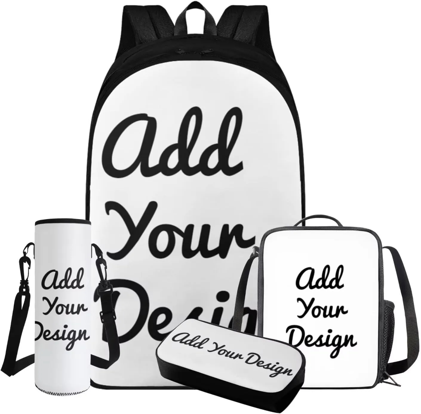FOR U DESIGNS Custom Name Backpack for Boys 17 Inch School Bag and Lunch Bag Set 4 in 1 Boy Bookbag Ages 8-10 Cool Personalized Book Bags for Teenagers