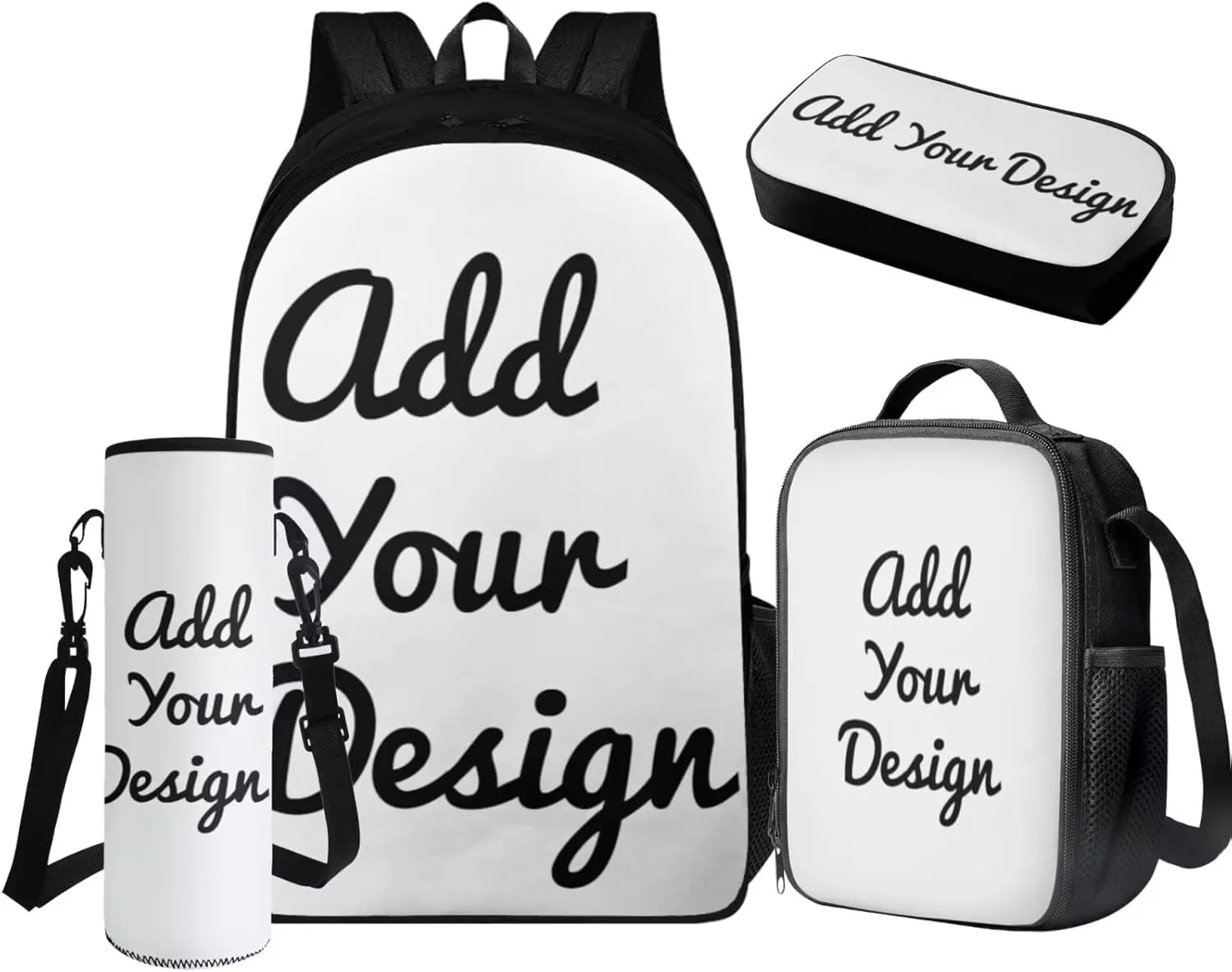 FOR U DESIGNS Custom Name Backpack for Boys 17 Inch School Bag and Lunch Bag Set 4 in 1 Boy Bookbag Ages 8-10 Cool Personalized Book Bags for Teenagers