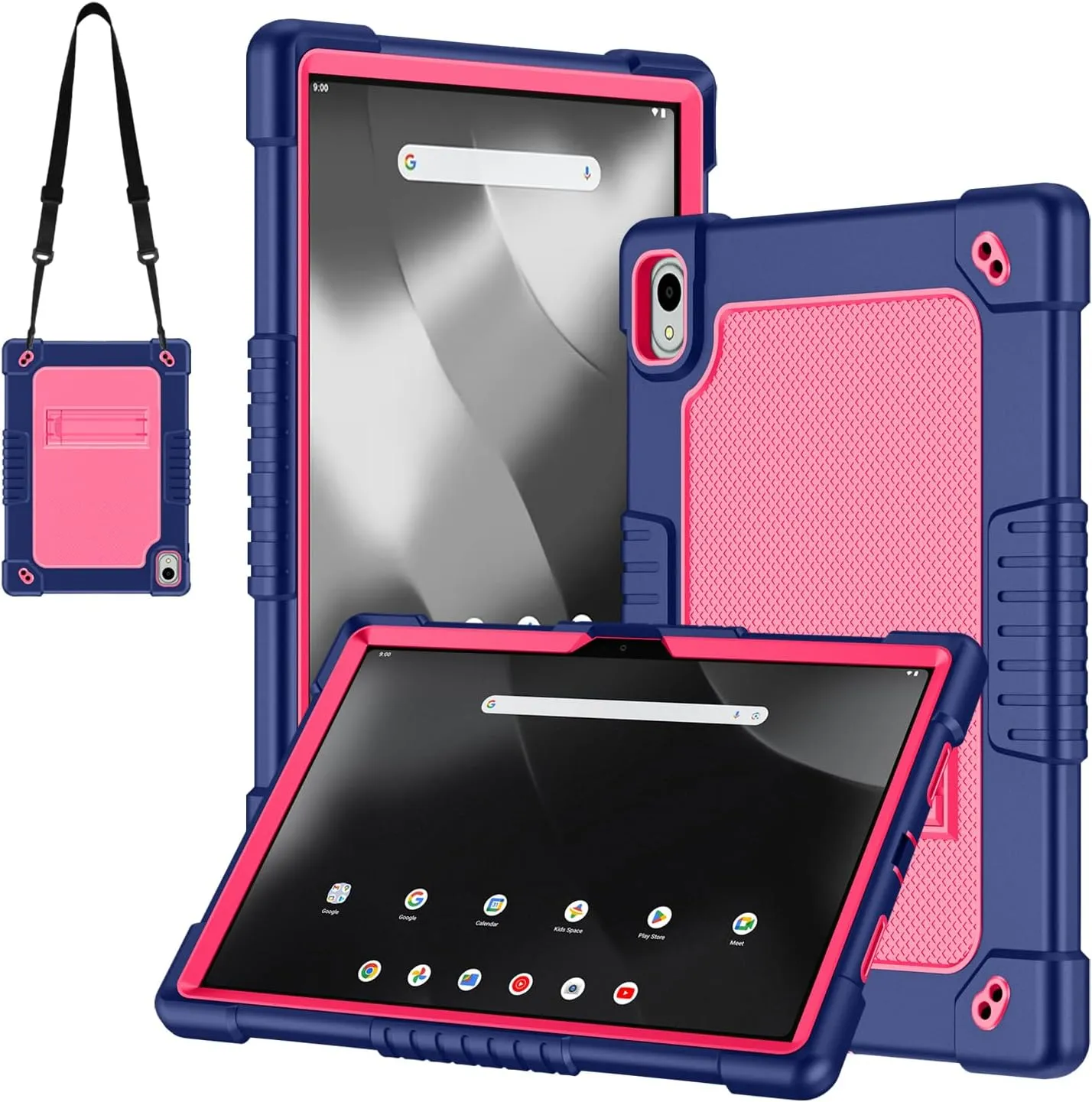 for Walmart Onn 11 inch Tablet Pro 2024 Model Case/Onn 11 inch Tablet Pro(100146660) Soft Silicone Case Kids Friendly with Shoulder Strap Stand for Walmart Onn 11" Tablet Pro 2024 (NavyPink)
