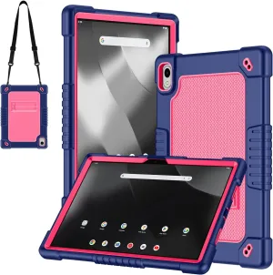 for Walmart Onn 11 inch Tablet Pro 2024 Model Case/Onn 11 inch Tablet Pro(100146660) Soft Silicone Case Kids Friendly with Shoulder Strap Stand for Walmart Onn 11" Tablet Pro 2024 (NavyPink)
