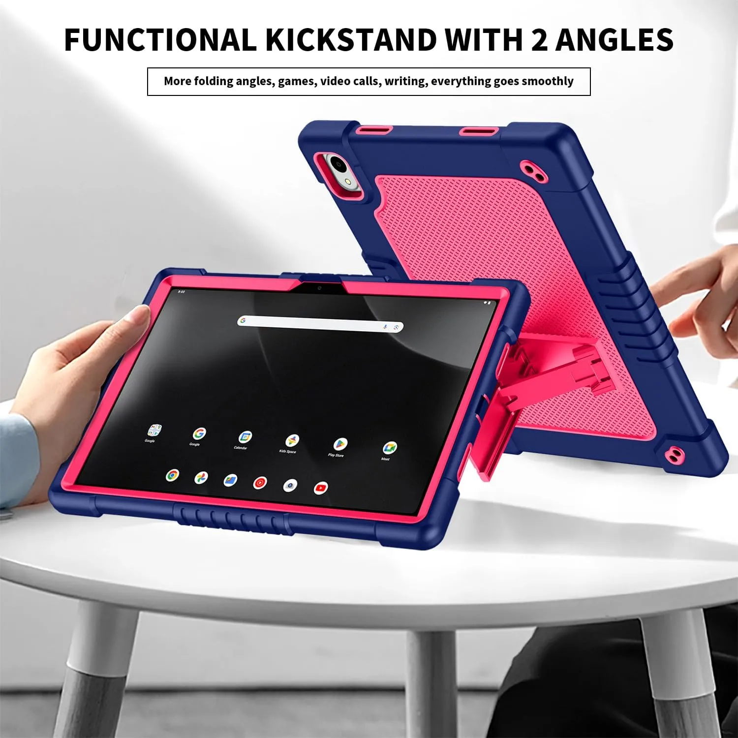 for Walmart Onn 11 inch Tablet Pro 2024 Model Case/Onn 11 inch Tablet Pro(100146660) Soft Silicone Case Kids Friendly with Shoulder Strap Stand for Walmart Onn 11" Tablet Pro 2024 (NavyPink)
