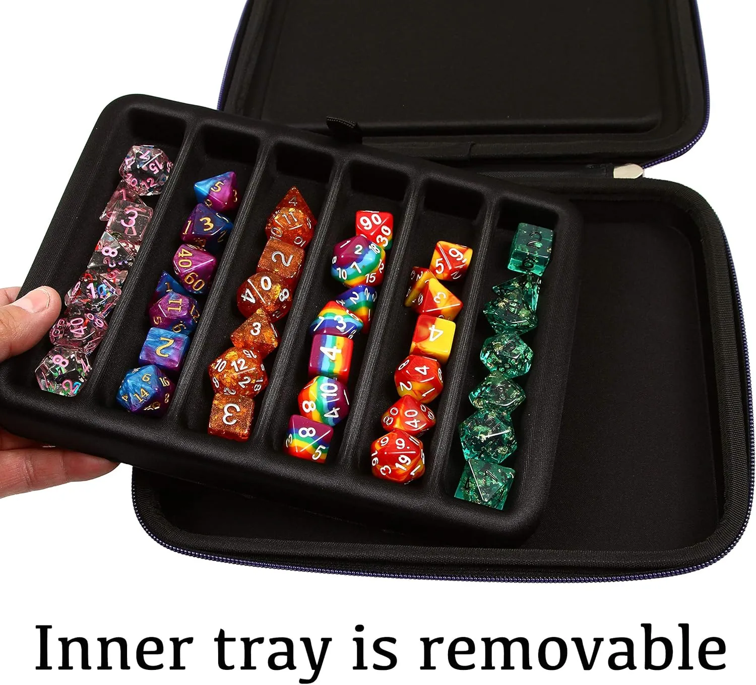 Forged Dice Co. Dice Storage Case - Hold 42 Metal/Plastic Polyhedral Dice - Tray & Display Case for DND, D&D Game