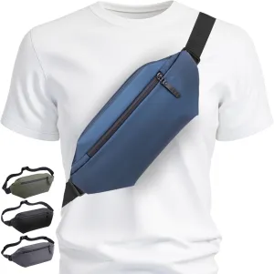 FORZAROCKET 3L Sling bag, EDC Large Crossbody Bag w/Extra Long Strap 66"- Men Women Fanny Pack w/Umbrella Compartment - for Errands, Travel & Hiking - Water-Resistant Everyday Belt Bag, Navy Blue