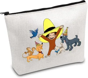 FOTAP Cartoon Monkey Makeup Bag Best Friends Gift Cartoon Characters Lover Gift Adventure TV Series Cosmetic Bag BFF Gift (Monkey &hat)