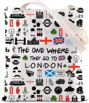 FOTAP London Trip Makeup Bag UK Travel Vacation Gifts London Skyline Travel Bag London England Cosmetic Bag Welcome Bag Housewarming Gift (London tote)