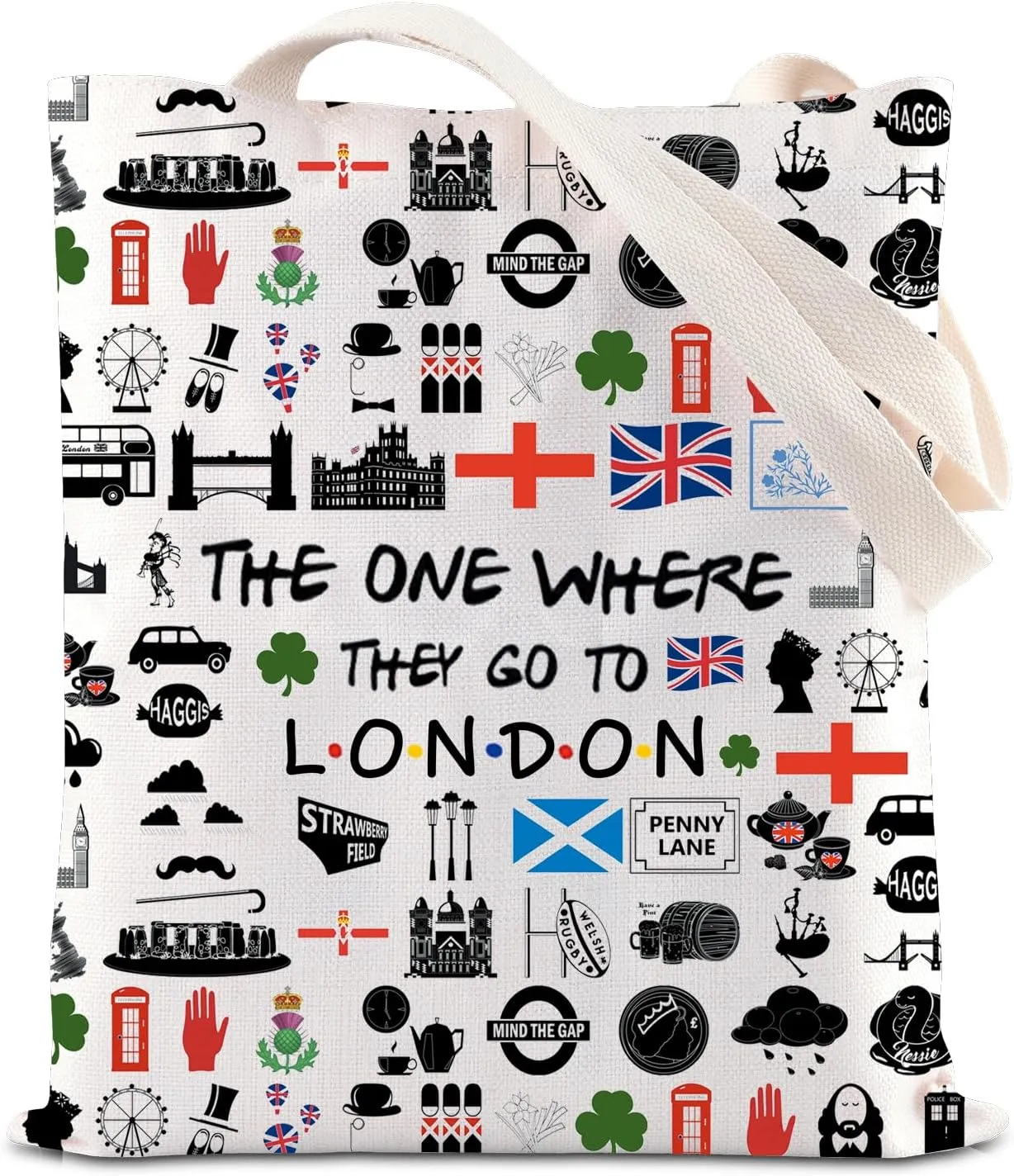 FOTAP London Trip Makeup Bag UK Travel Vacation Gifts London Skyline Travel Bag London England Cosmetic Bag Welcome Bag Housewarming Gift (London tote)