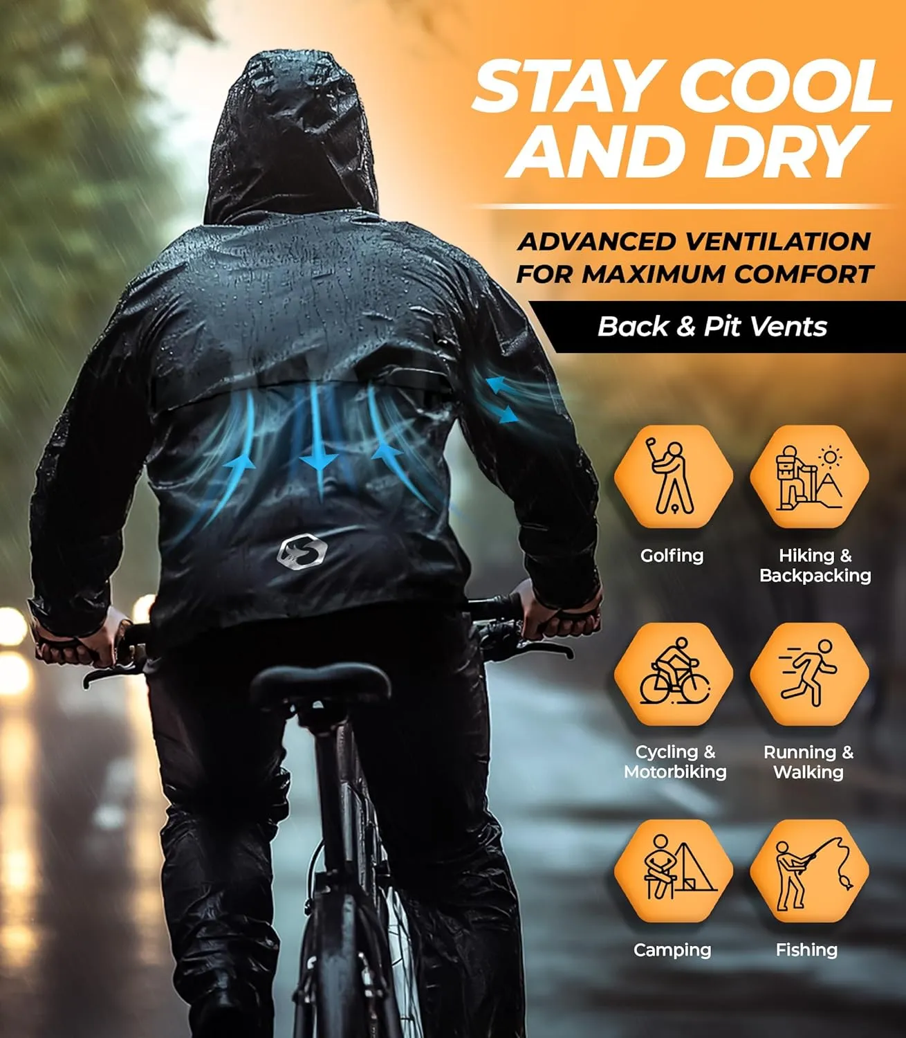 Foxelli Waterproof Rain Suit – Durable Breathable Lightweight Rainwear for Men & Women Perfect for Motorcycle Golf Fishing