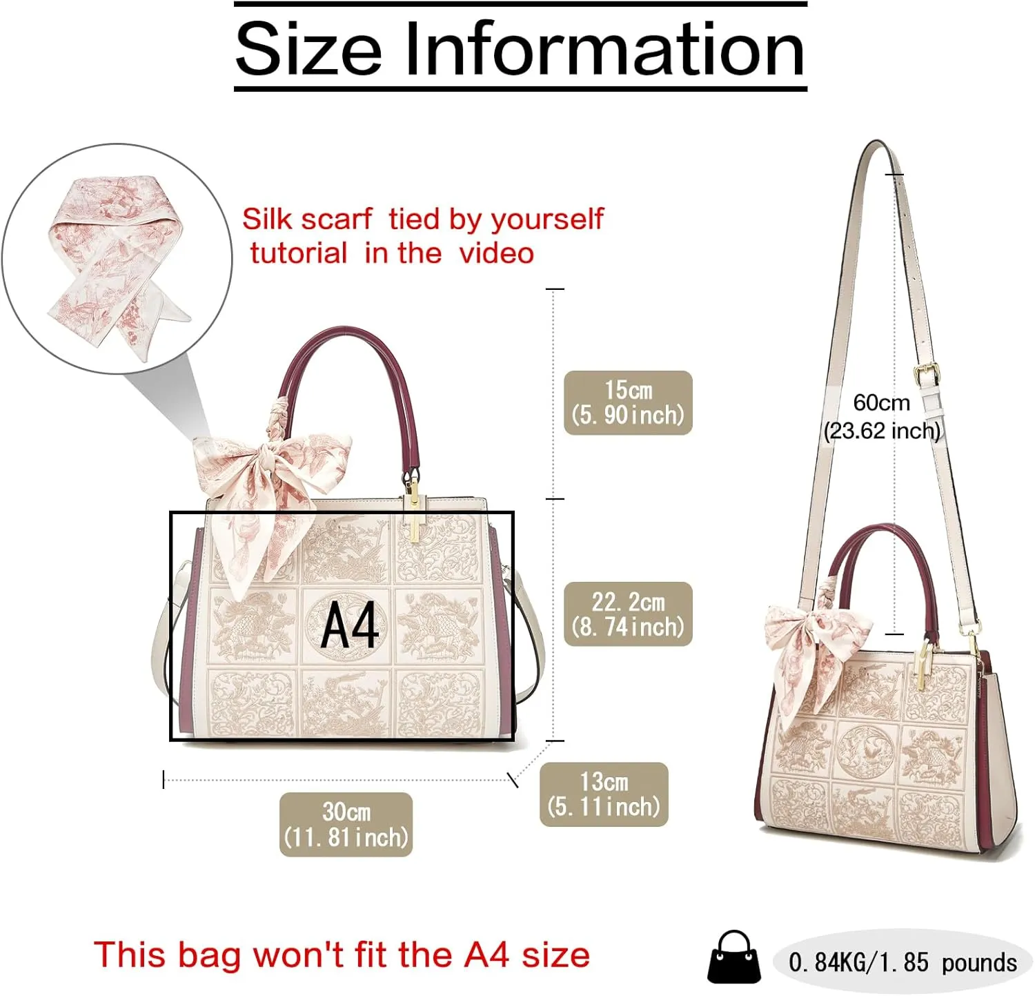 FOXLOVER Leather Satchel Handbags for Women Tote Shoulder Bag vintage Crossbody Bag Purse Top Handle bag with Embroidery