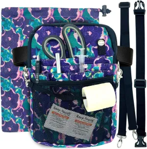 French KOKO Nursing Fanny Pack with Medical Gear Pockets, Tape Holder, and Utility Storage for Stethoscopes, Bandage Scissors, and Emergency Supplies, Student and Nurse Use (Floral Dream)