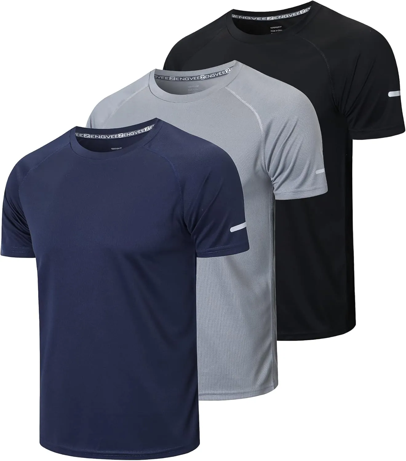 frueo Men's 1/3 Pack Workout Shirts Quick Dry Moisture Wicking Short Sleeve Mesh Athletic T-Shirts
