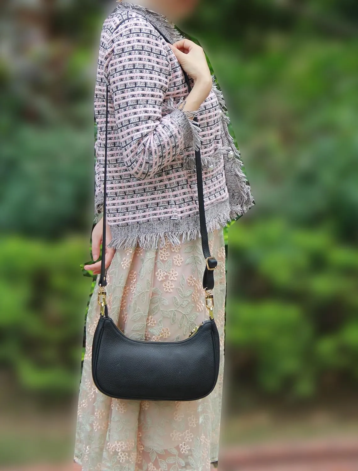 Full Grain Leather Adjustable Replacement Strap Cross Body Bag Purse,1.8 CM Width 18 Colors (1 Black)