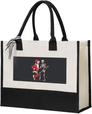 Funny Halloween Pumpkins Canvas Splicing Present Tote Handbag, Reusable Grocery Bags, Suitable for Woman to Work
