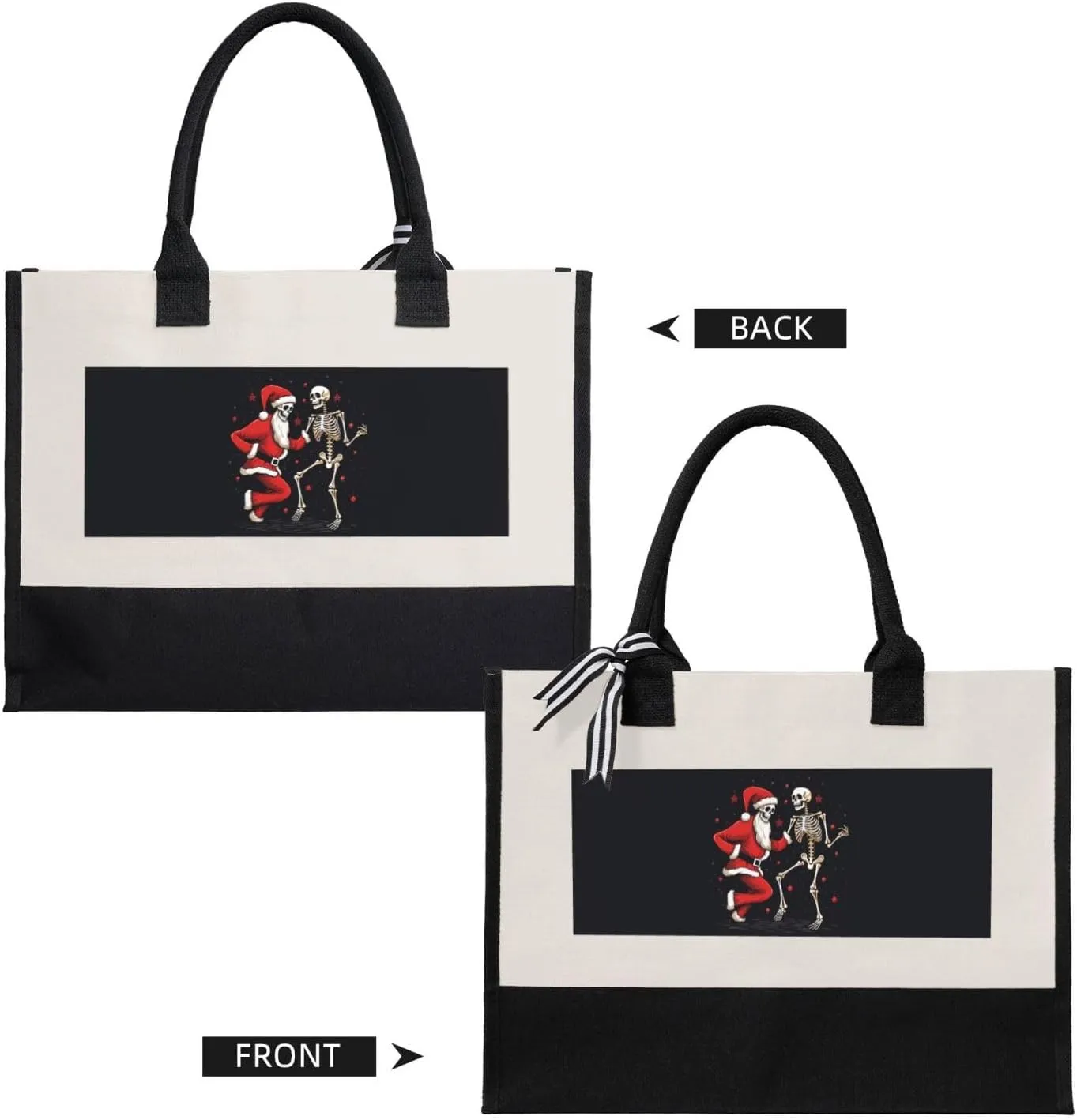 Funny Halloween Pumpkins Canvas Splicing Present Tote Handbag, Reusable Grocery Bags, Suitable for Woman to Work