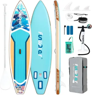 FunWater Inflatable Stand Up Paddle Board with Premium SUP Paddleboard Accessories, Wide Stable Anti-Slip EVA Deck, 11'/10'6" Paddle Boards for Adults & Youth of All Skill Levels