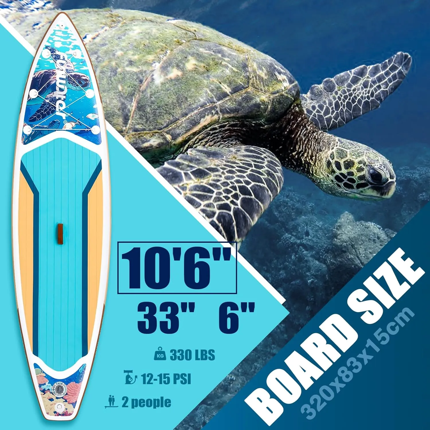 FunWater Inflatable Stand Up Paddle Board with Premium SUP Paddleboard Accessories, Wide Stable Anti-Slip EVA Deck, 11'/10'6" Paddle Boards for Adults & Youth of All Skill Levels