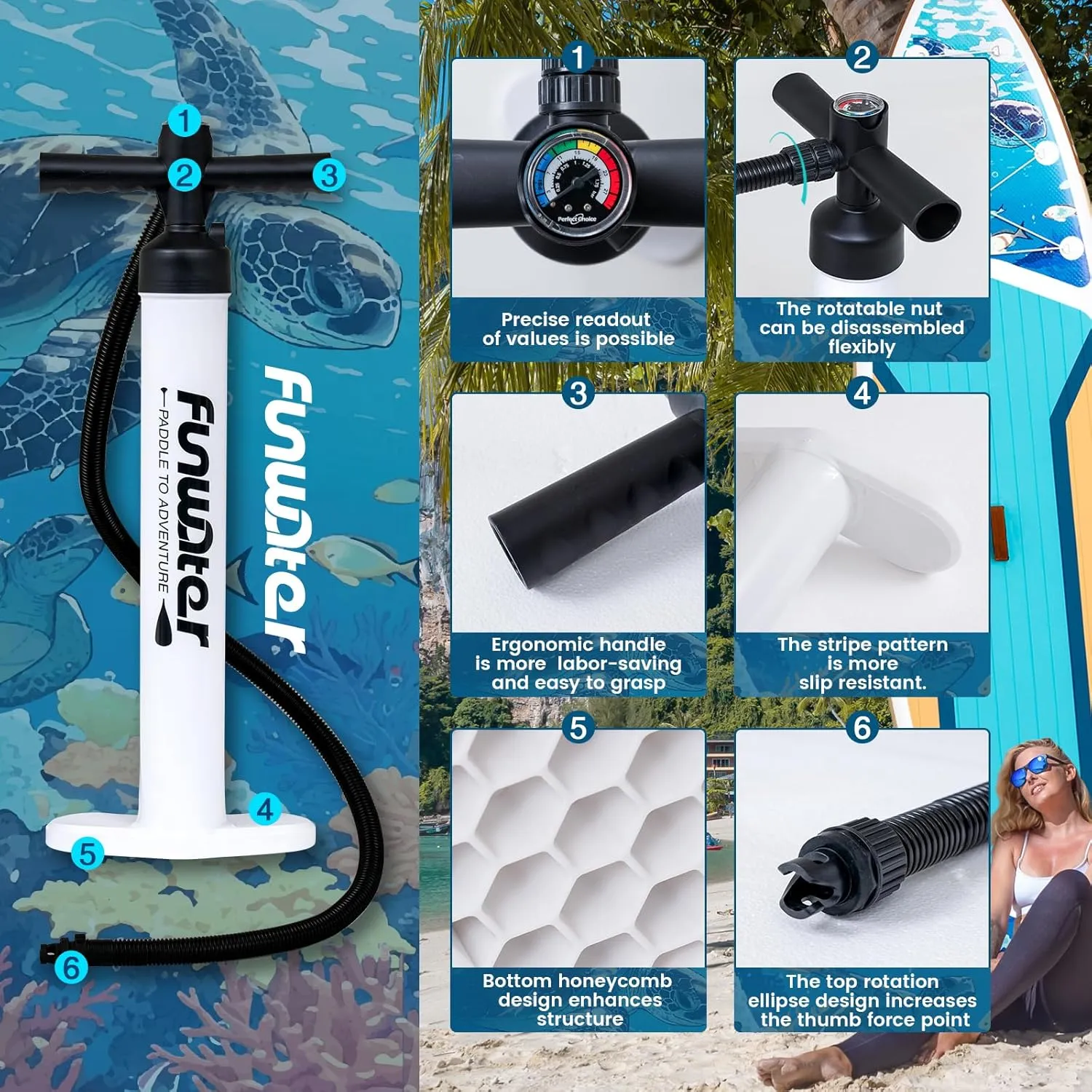 FunWater Inflatable Stand Up Paddle Board with Premium SUP Paddleboard Accessories, Wide Stable Anti-Slip EVA Deck, 11'/10'6" Paddle Boards for Adults & Youth of All Skill Levels