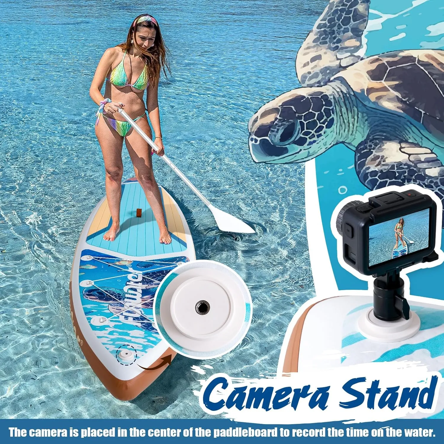 FunWater Inflatable Stand Up Paddle Board with Premium SUP Paddleboard Accessories, Wide Stable Anti-Slip EVA Deck, 11'/10'6" Paddle Boards for Adults & Youth of All Skill Levels