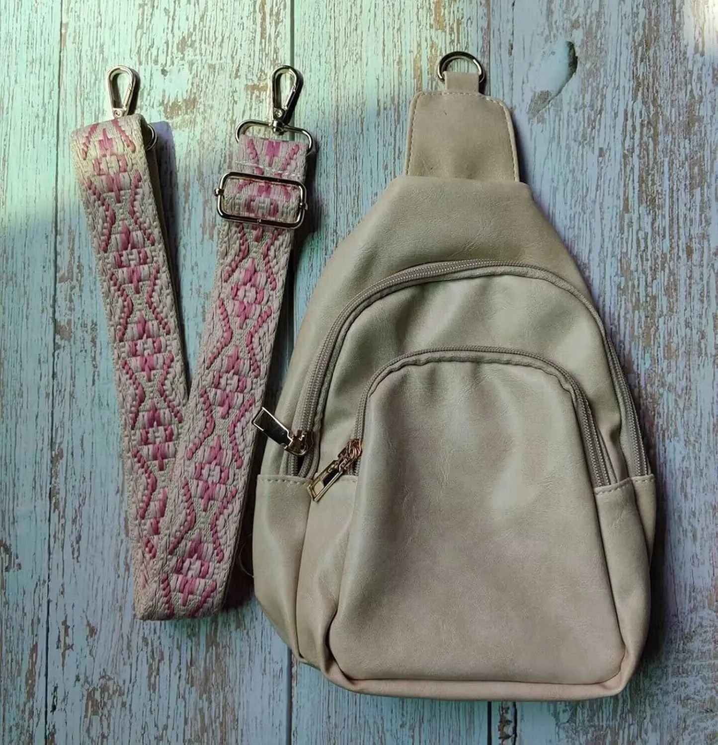 FZVYD Travel Cosmetic Bag,Small Sling Bag for Women Men Sling Backpack Chest Daypack Crossbody Backpack for Travel Sports Running Hiking 2024 Beige-3