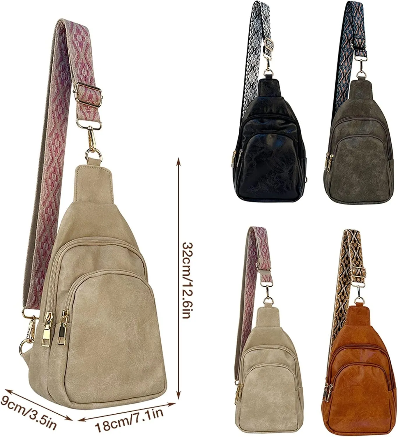 FZVYD Travel Cosmetic Bag,Small Sling Bag for Women Men Sling Backpack Chest Daypack Crossbody Backpack for Travel Sports Running Hiking 2024 Beige-3