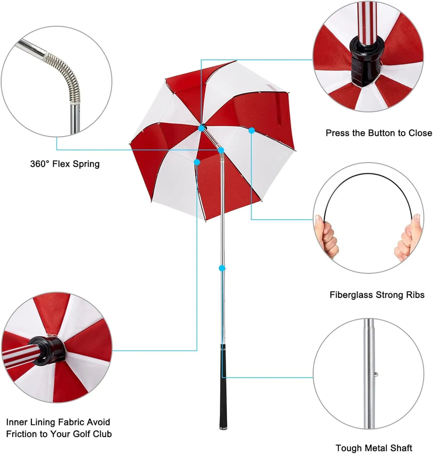 G4Free Golf Bag Umbrella for Club Protection Flex Umbrella