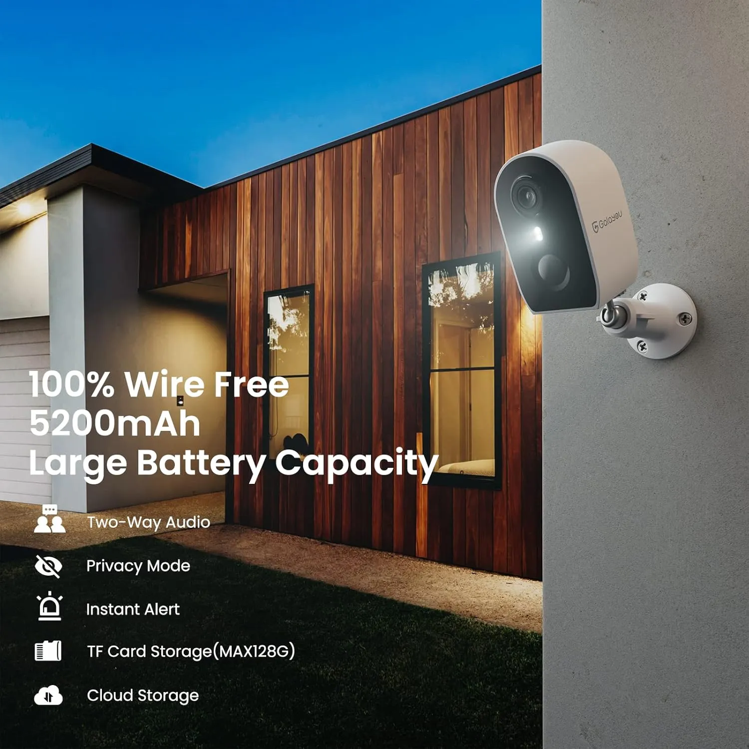 GALAYOU 2K Outdoor Camera Wireless - Battery Powered Security Camera AI Motion Detection Siren Alarm, Home Cameras with Color Night Vision, 2-Way Talk, Waterproof, Cloud/SD Storage 2PACK 2.4Ghz WiFi