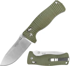 Ganzo G720-GR Tactical Folding Knife Window Breaker 440C Blade Army Green G10 Handle w/Paper Box & Draw String Bag G720