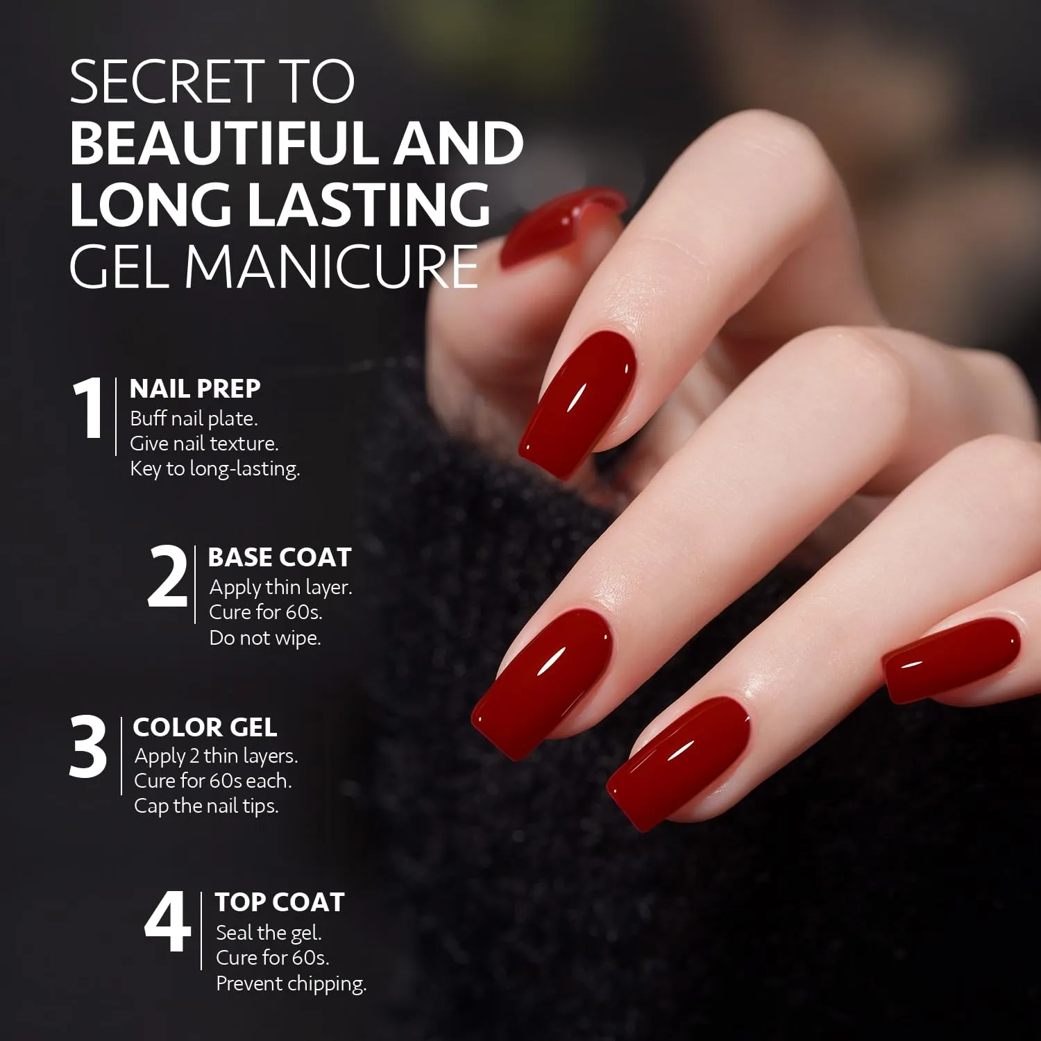 GAOY Burgundy Red Gel Nail Polish Set 6 Colors Including Dark Cherry Wine Red Gel Polish Kit U V LED Soak Off Home DIY Manicure Nail Salon Varnish