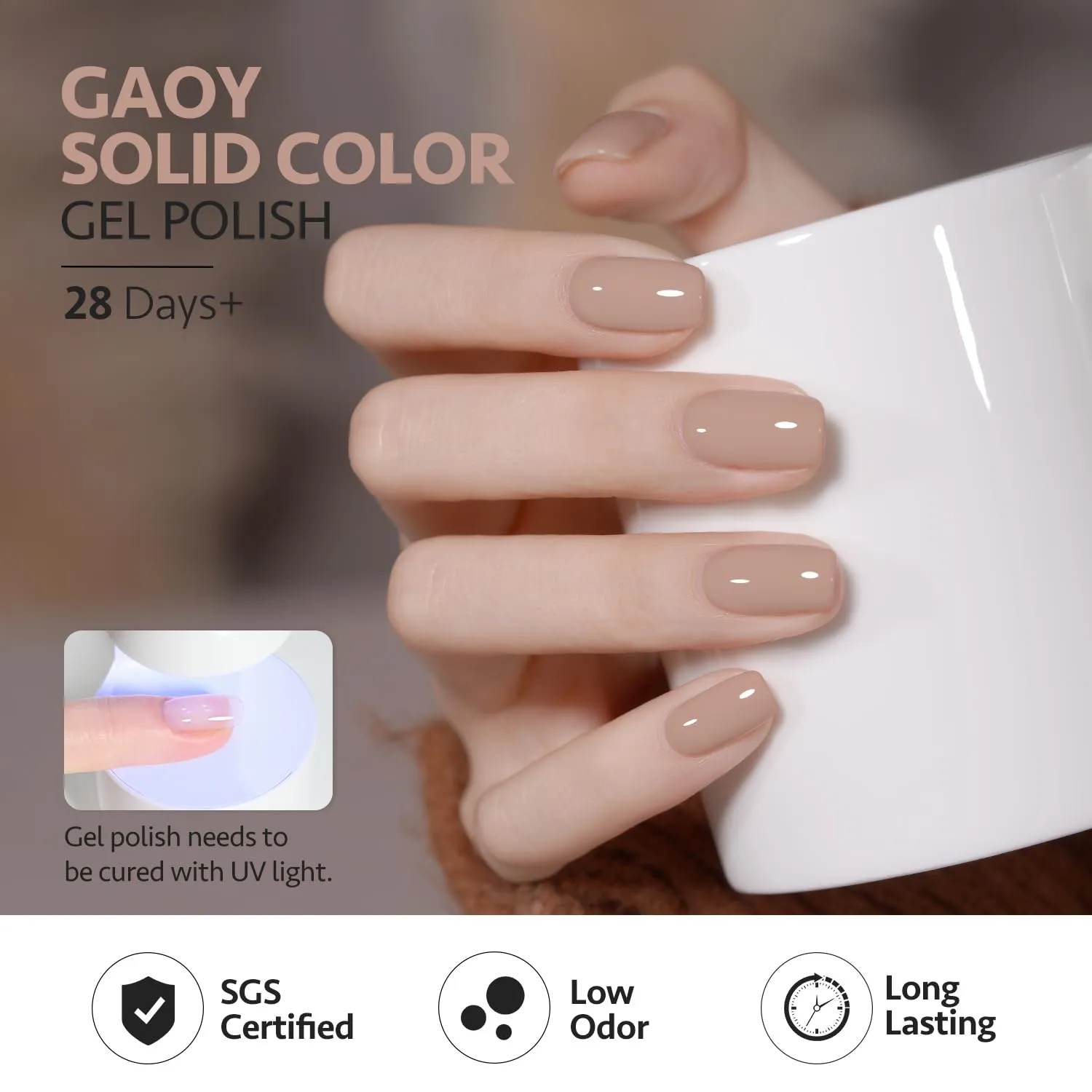 GAOY Nude Brown Fall Gel Nail Polish Set, 6 Colors White Beige Dark Tan Taupe Soak Off UV Light Cure Gel Polish Kit for Salon and Nail Art DIY at Home