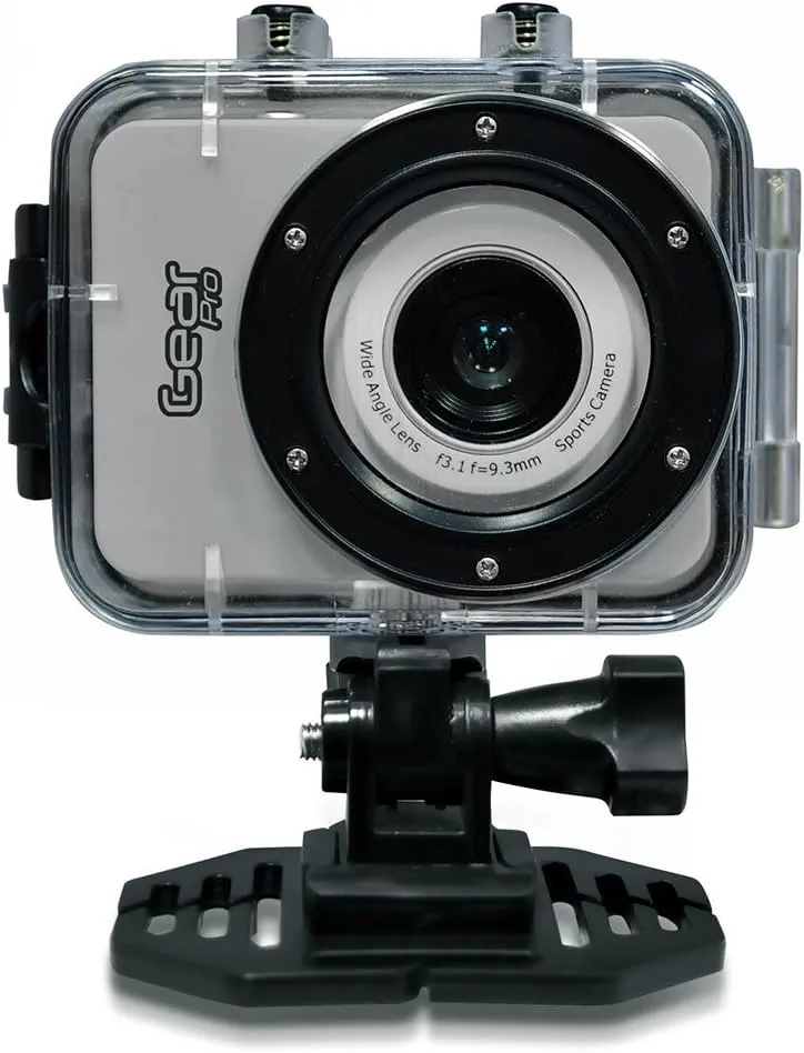 Gear Pro Sports Action Camera - HD 1080P Mini Camcorder w/ 12 MP Cam, 2.4" Touch Screen USB SD Card HDMI, Battery - Waterproof Case, USB Cable, Wireless Remote Control, Mount - Pyle GDV285SL (Silver)