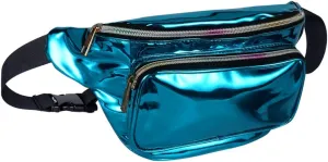 Geestock Fanny Packs for Women holographic Bags, Rave PVC Waterproof Reflective Belt Bag, Fashion Waist Bag with Adjustable Belt, Silver, Pink, Black Glitter Fanny Pack for Swimming Running
