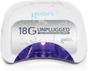 Gelish 18G Unplugged LED Light - Portable, Rechargeable, 36W, White & Silver, Intelligent Power Assist, Motion Sensors, Timer, Magnetic Tray, Ergonomic Design Gel Lamp, Nail Lamp, Gel Nail Light