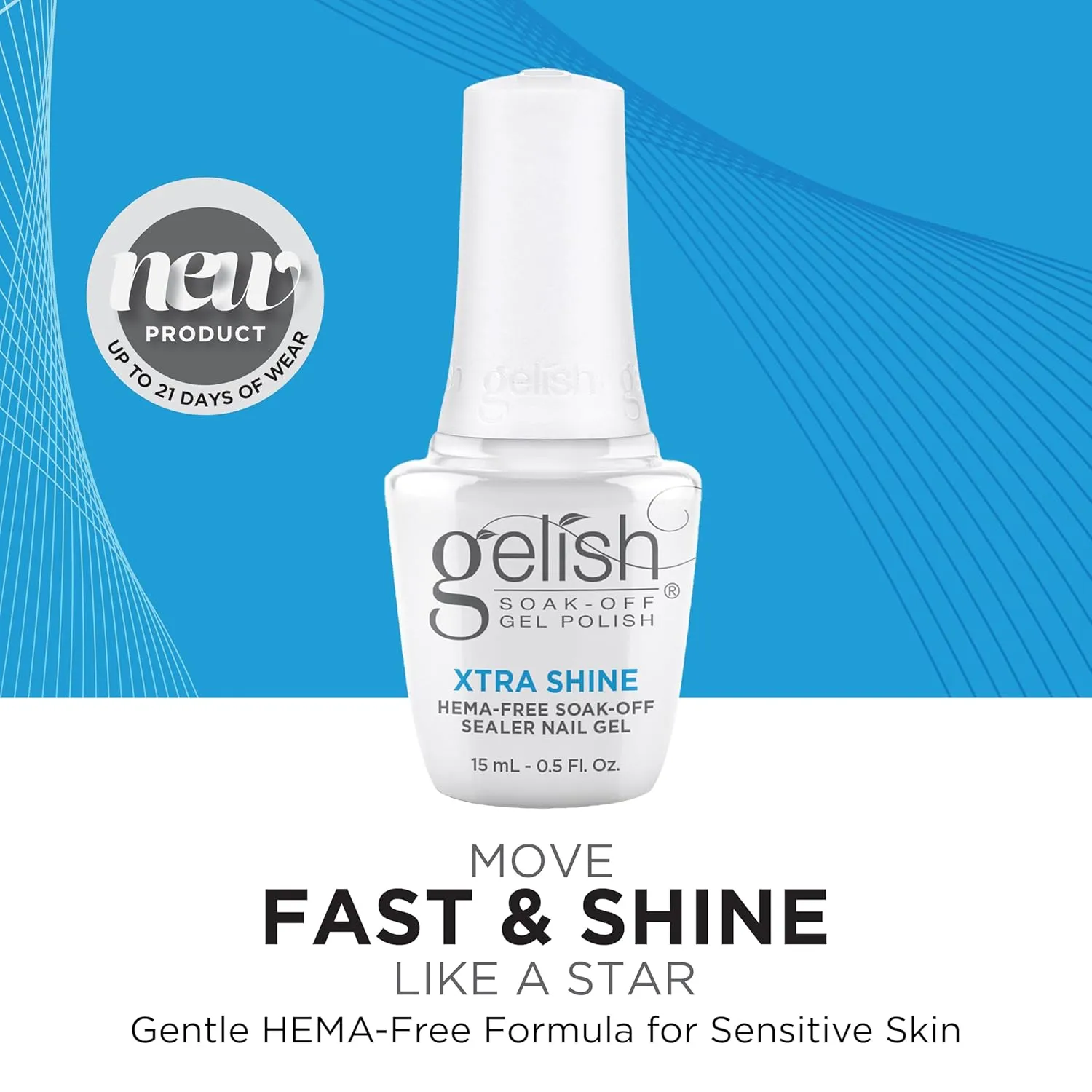 Gelish HEMA-Free Essentials - Professional Gel Nail Polish, Long-Lasting, Salon Quality Manicure at Home. Perfect for Natural Nails and Gel Polish Lovers (15mL HEMA-Free Xtra Shine Top Coat)
