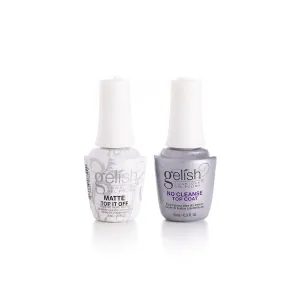 Gelish MINI 9mL Essentials Value Pack – LED/UV Cure, Long-Lasting, Chip-Resistant, Professional Gel Nail Kit for Manicures (No Cleanse Top Coat & Matte Top It Off Duo)