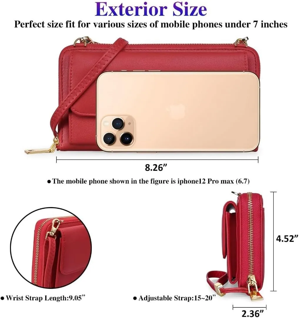 Genuine Leather Mini Phone Holder HandBag Rfid Blocking Crossbody Wallet Cell Phone Purse for Women