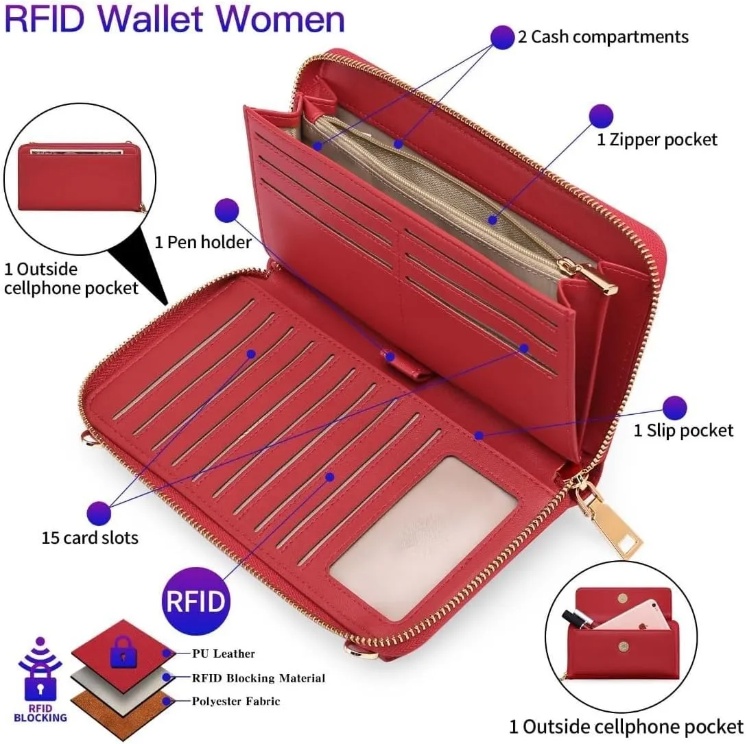 Genuine Leather Mini Phone Holder HandBag Rfid Blocking Crossbody Wallet Cell Phone Purse for Women