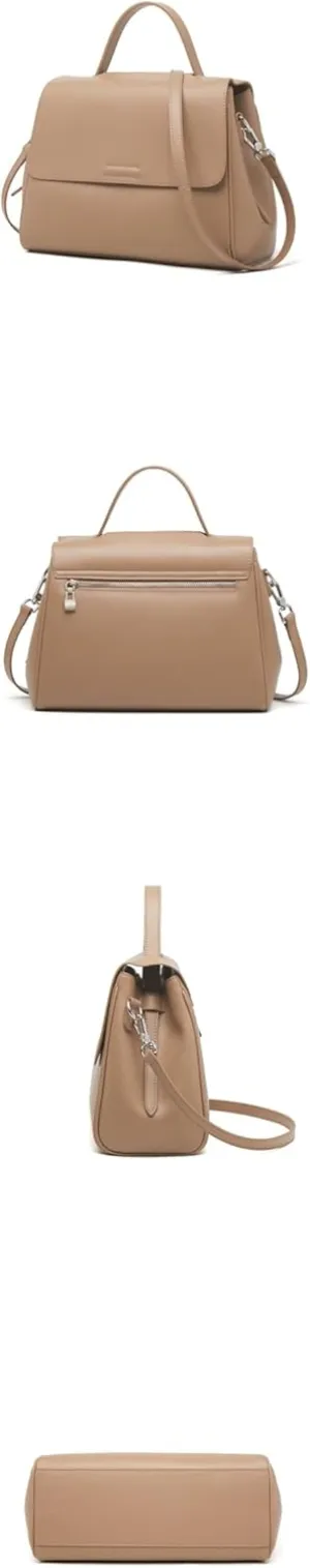 Genuine Leather Tote Bag for Women With Detachable Shoulder Strap Spacious Organizer Compartments Annual New